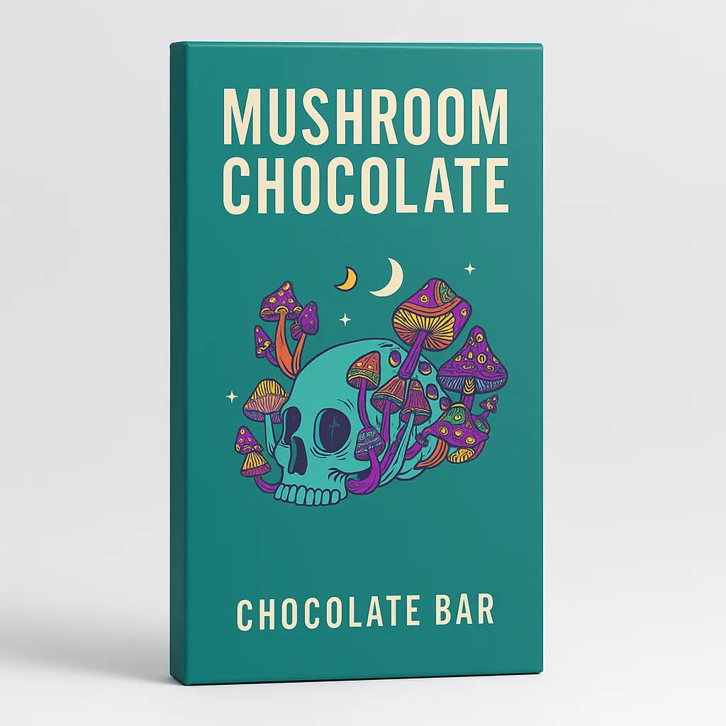 magic mushroom chocolate bar packaging